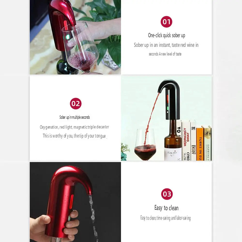 Electric Wine Decanters Smart Wine Pourer USB Charging Auto Drinks Dispenser Quick Automatic Red Wine Aerator Supplies Bar Tools from PriceLows™