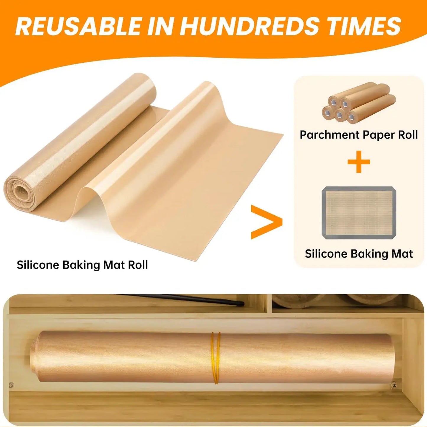 Silicone Baking Mat Roll | Non Stick Surface | Reusable Oven Safe | Cut To Size