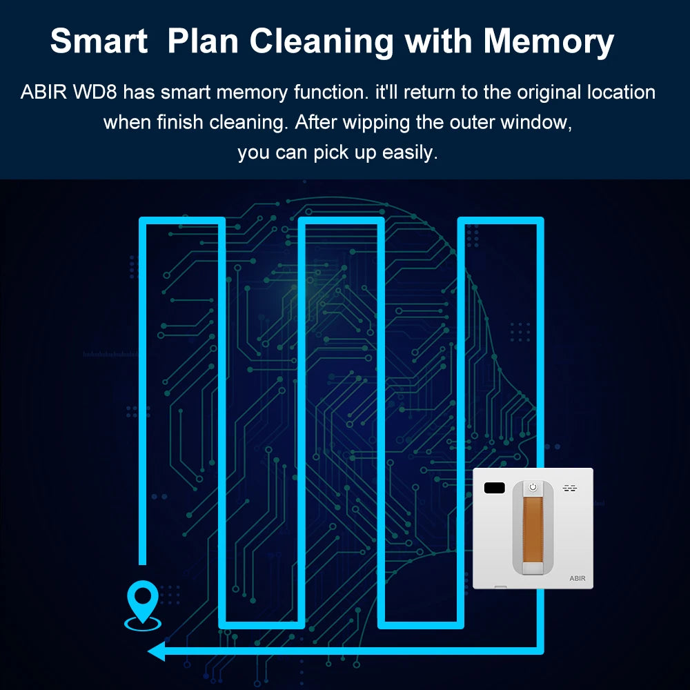 Window Vacuum Robot | 650mAh Battery | 4 Modes | Remote Or App