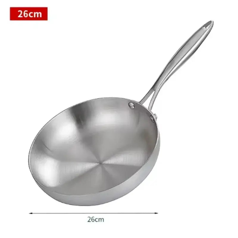 Stainless Steel Frying Pan | 304 Stainless Steel | Induction And Gas Compatible