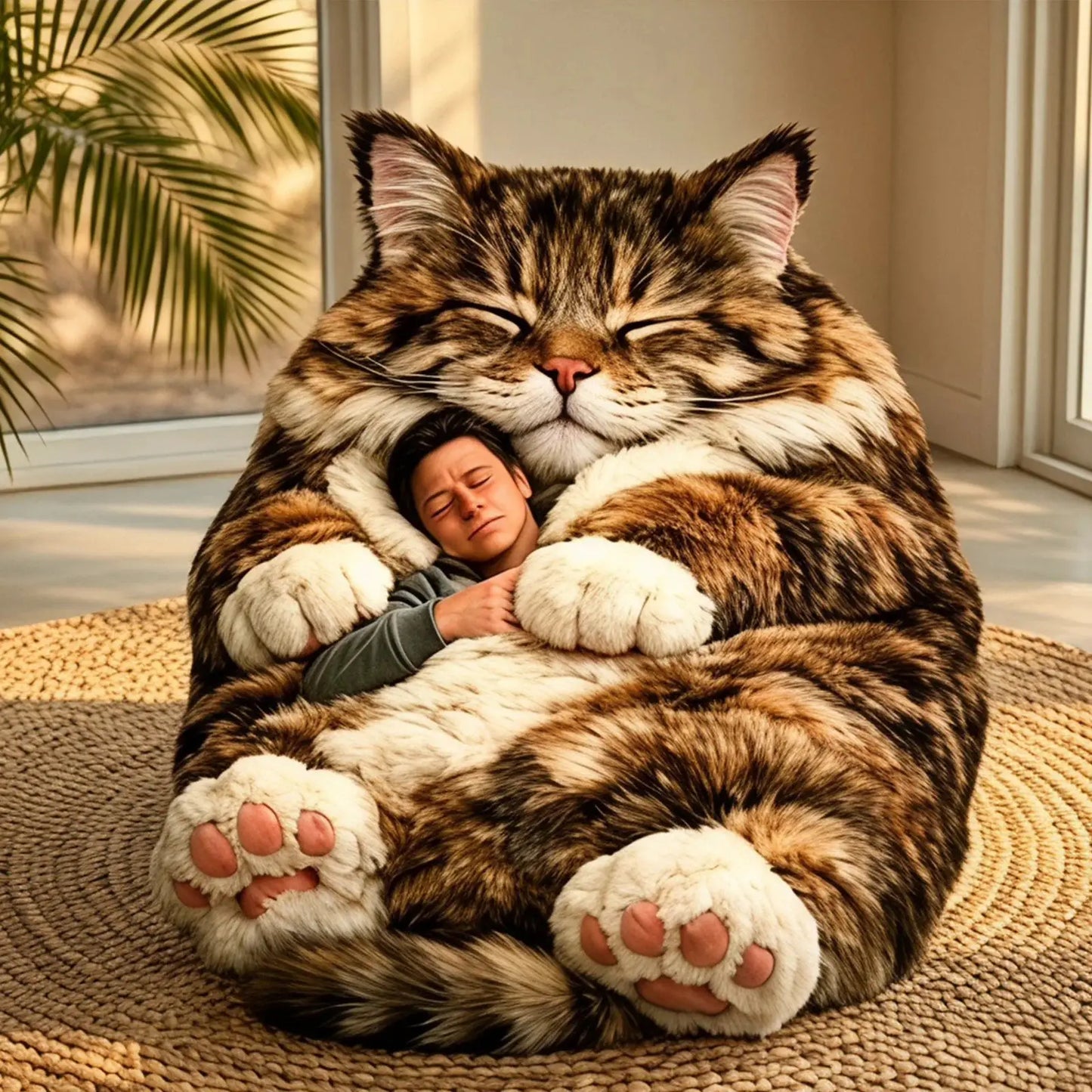 Cat Sleeping Bag | Polyester Cotton Blend | Plush Cartoon Print | Adult Size