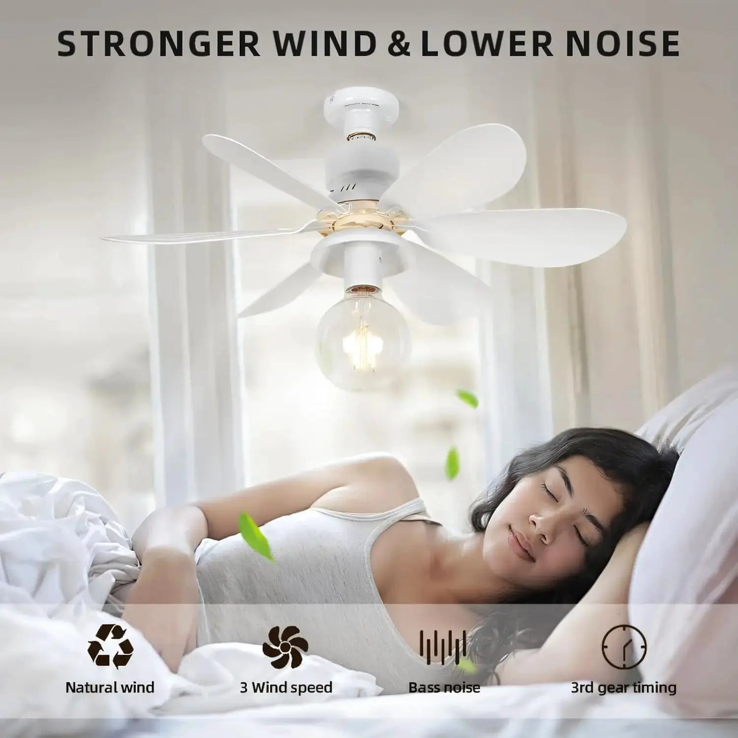 Ceiling Fan With Light | Remote Control | E27 Base | 85-265V