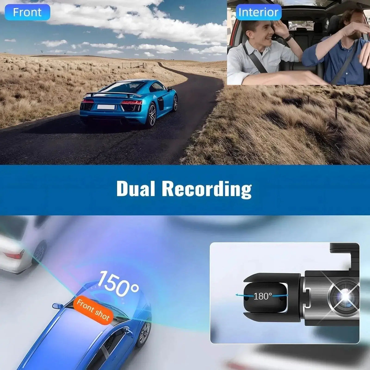 Car Dash Cam | 1080P Hd Dual Lens | Ir Night Vision | 3.5 Inch Ips Screen