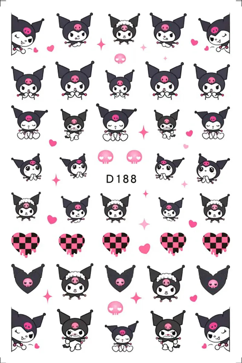 1PCS Cartoon Kawaii Pokémon Nail Stickers 3D Sanrio Hello Kitty Stickers For Nails Nails Accesories Anime Kuromi Nail Supplies from PriceLows™