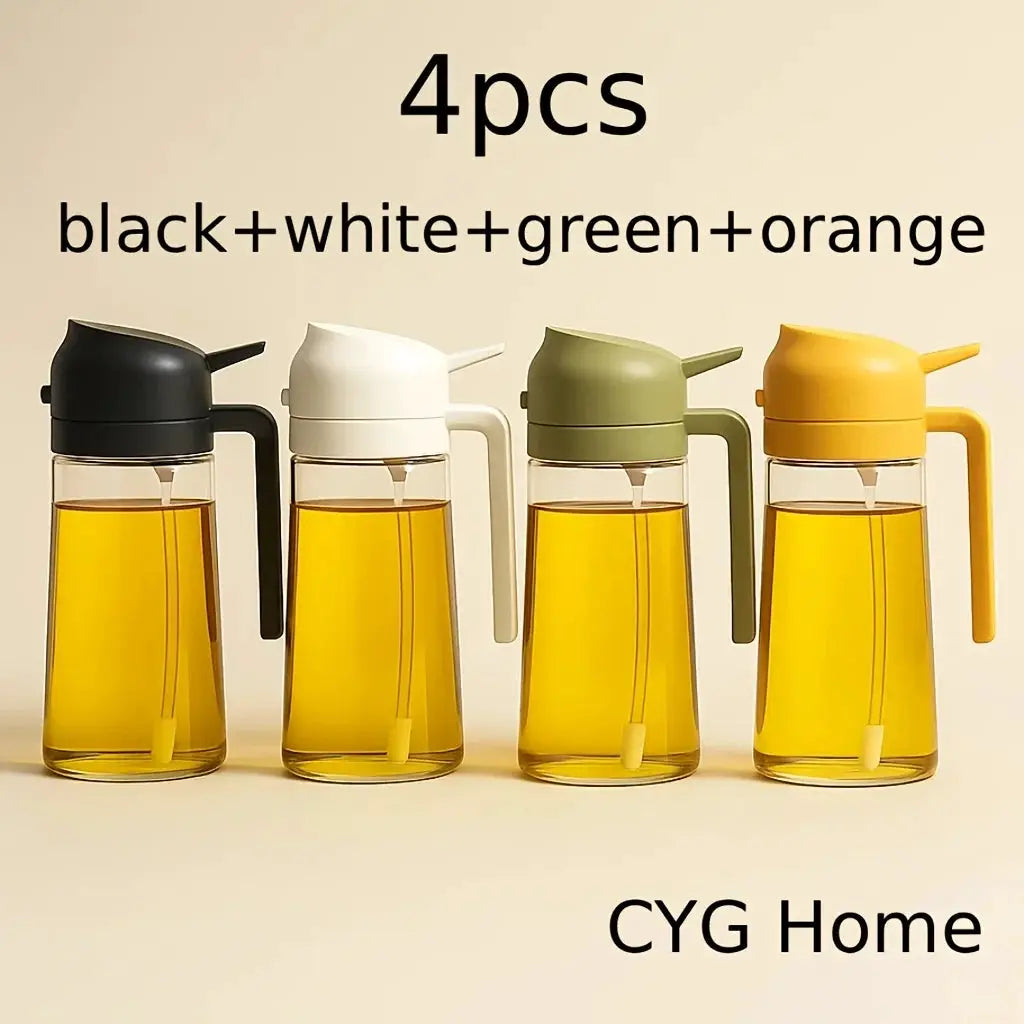 4-Pack Glass Oil Spray Bottles – 15.89oz, Dual-Use Spray & Pour, Drip-Proof, for Air Fryer, Olive Oil, Soy Sauce, Easy to Clean from PriceLows™