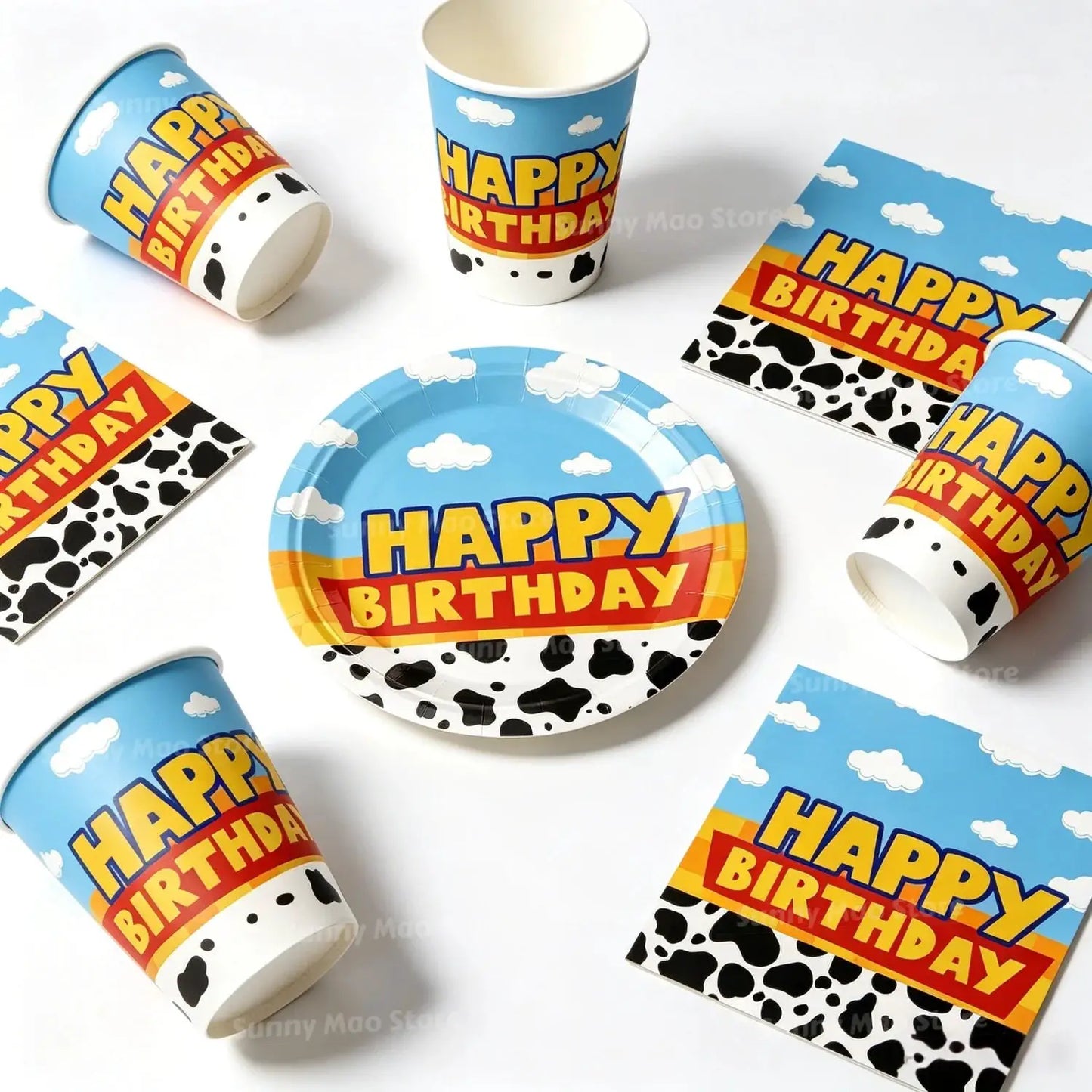 60Pcs Toy Party Supplies Set | Paper Plates Cups Napkins For 20 Guests