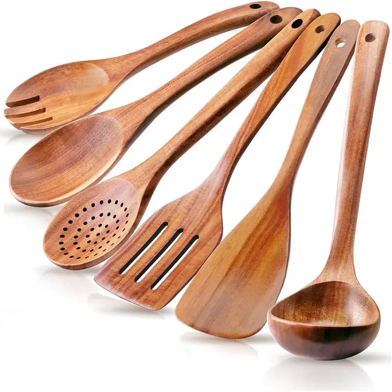 Best Wooden Spoons for Cooking Acacia Wooden Kitchen Utensils Set Smooth Non Toxic Wood Cooking Spatula Turner Serving Spoon from PriceLows™