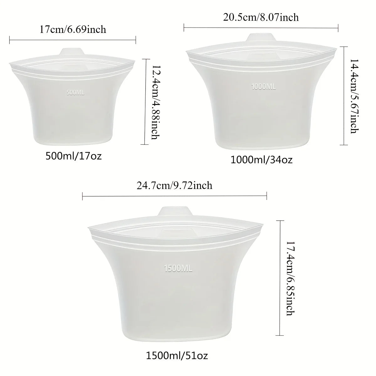 Silicone Storage Bags | Self-Sealing | Reusable | Multi-Size Set