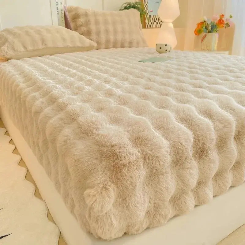Fitted Bed Sheet | Plush Winter Warm | Solid Color | Full To King
