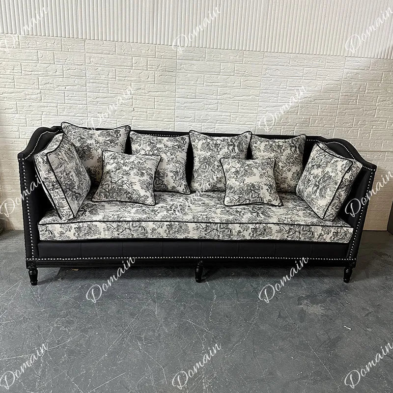 Sofa | Three Seater | Printed Fabric Upholstery | Modern Moroccan Style
