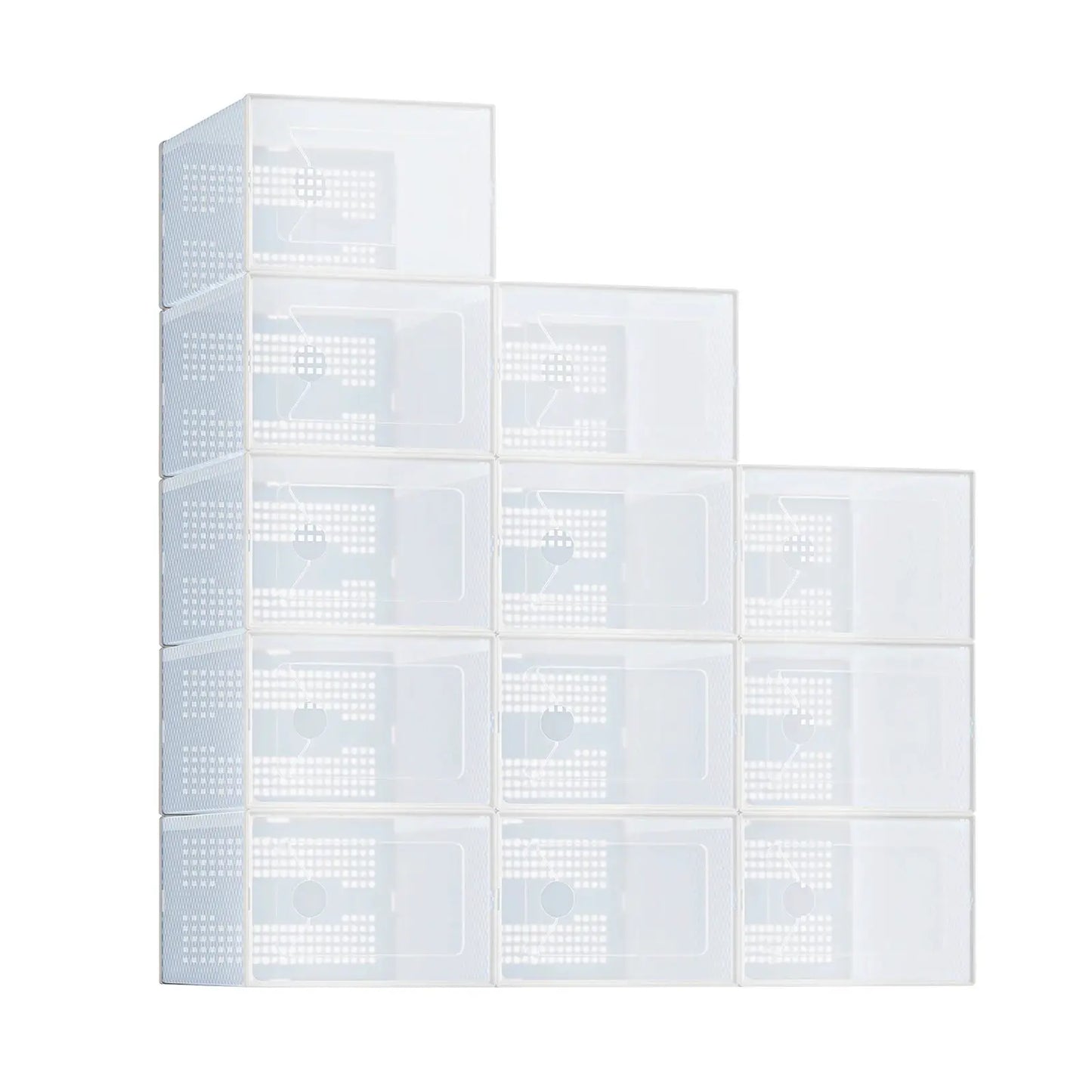 JHK 12/15 Pack Plastic Stackable Shoe Organizer with Lids for Closet Foldable Shoe Rack Sneaker Container Under Bed and Entryway Space Saving Cabinet Home Furniture from PriceLows™