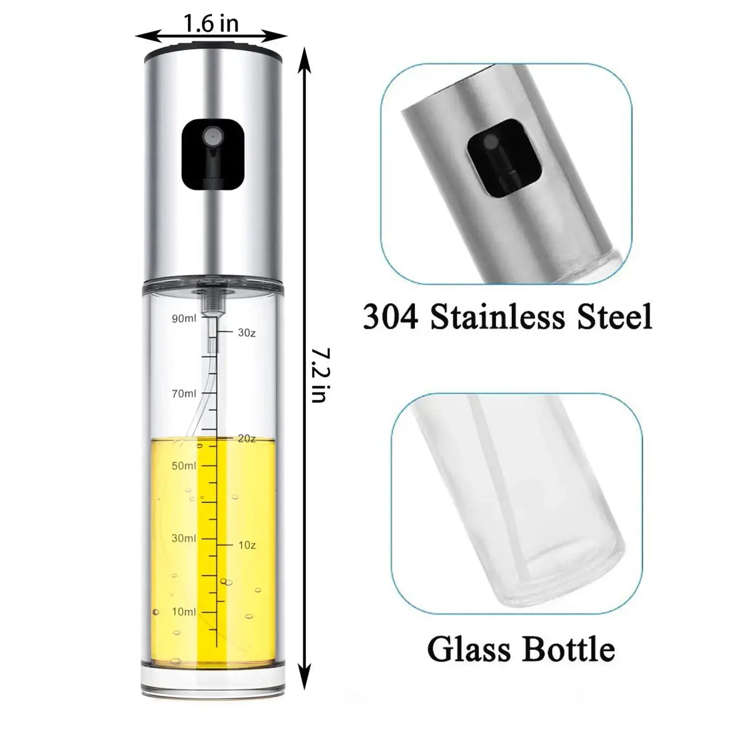 Olive Oil Dispenser Bottle | 100ml Capacity | Glass Spray Bottle | For Salad