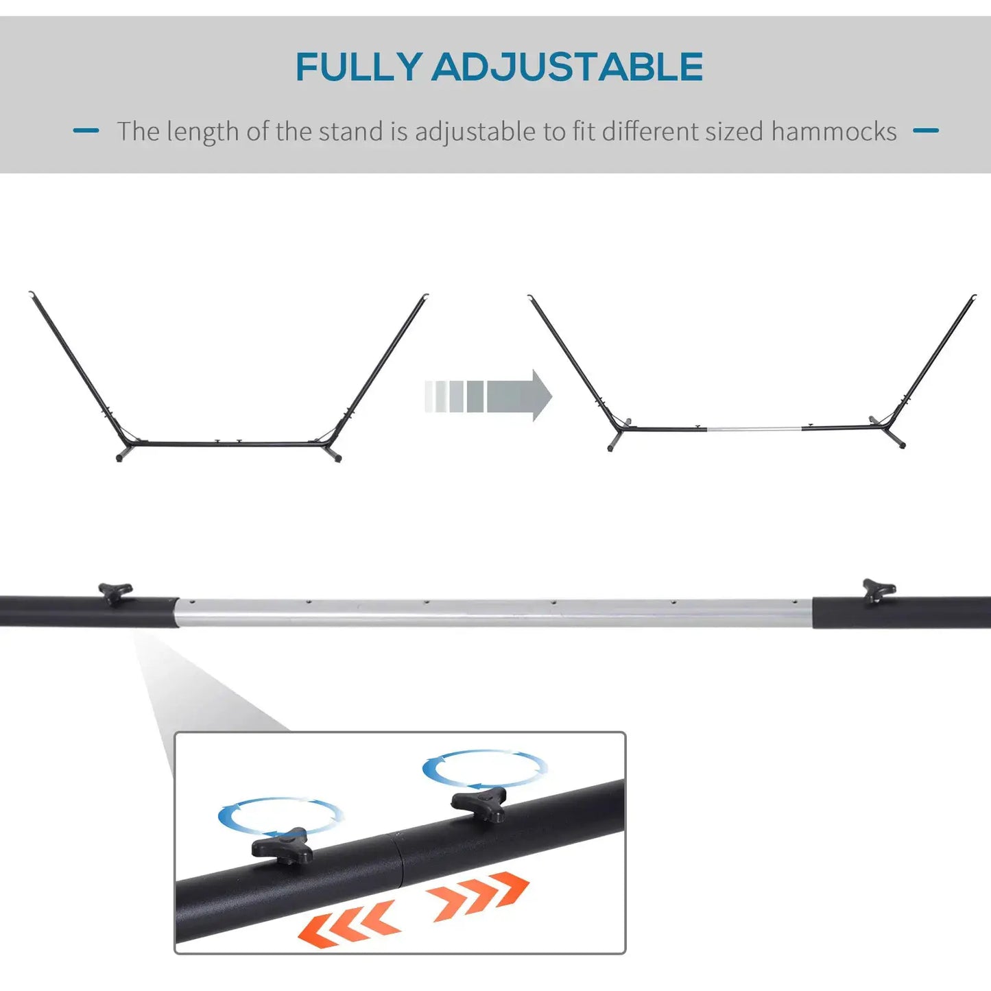 Compact Durable 10-13ft Adjustable Steel Hammock Stand Heavy Duty Portable Carrying Space Saving for Indoor Outdoor Pro Black from PriceLows™