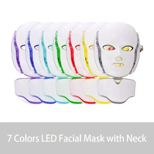 LED Facial Mask 7 Colors Balance Skin Tone Minimize Pores Brighten Skin Anti-Acne Face Neck Mask Reduce Neck Wrinkles LED Mask from PriceLows™