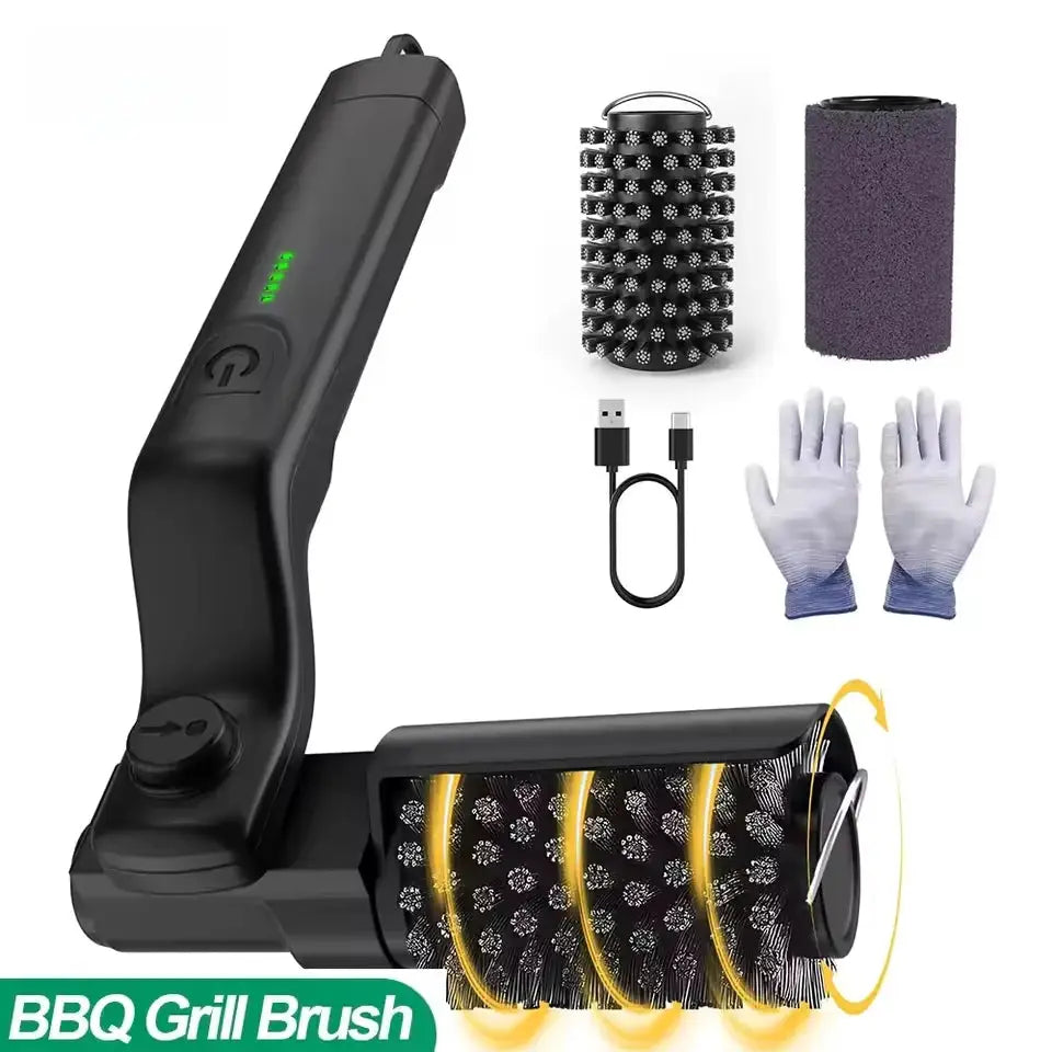 Electric BBQ Grill Brush | 180 Degree Adjustable | Stainless Steel Brush Head