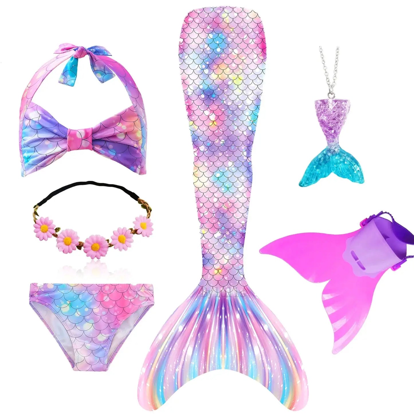 Girls Swimming Mermaid Tail Mermaid Costume Dress Cosplay Christmas Birthday Gift Swimsuit Can Add Monofin Fin Halloween Costume from PriceLows™