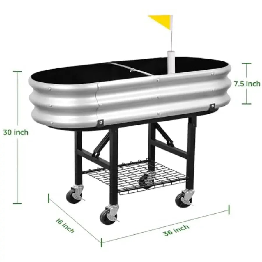 Raised Garden Bed with Legs and Heavy Duty Wheels Self-Watering Planter Box Easy-Install Foldable Stand Galvanized Metal Elevat from PriceLows™