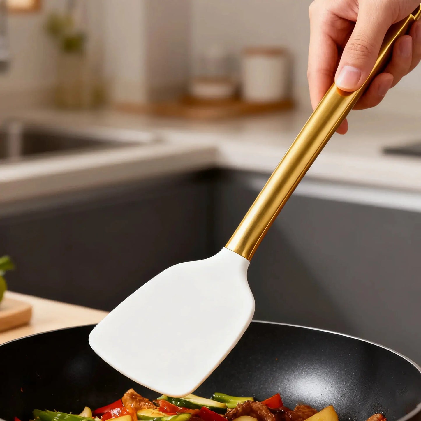 15-piece cooking tool set, food-grade silicone kitchen cookware and tableware, spatula and spoons, practical cooking tool set from PriceLows™