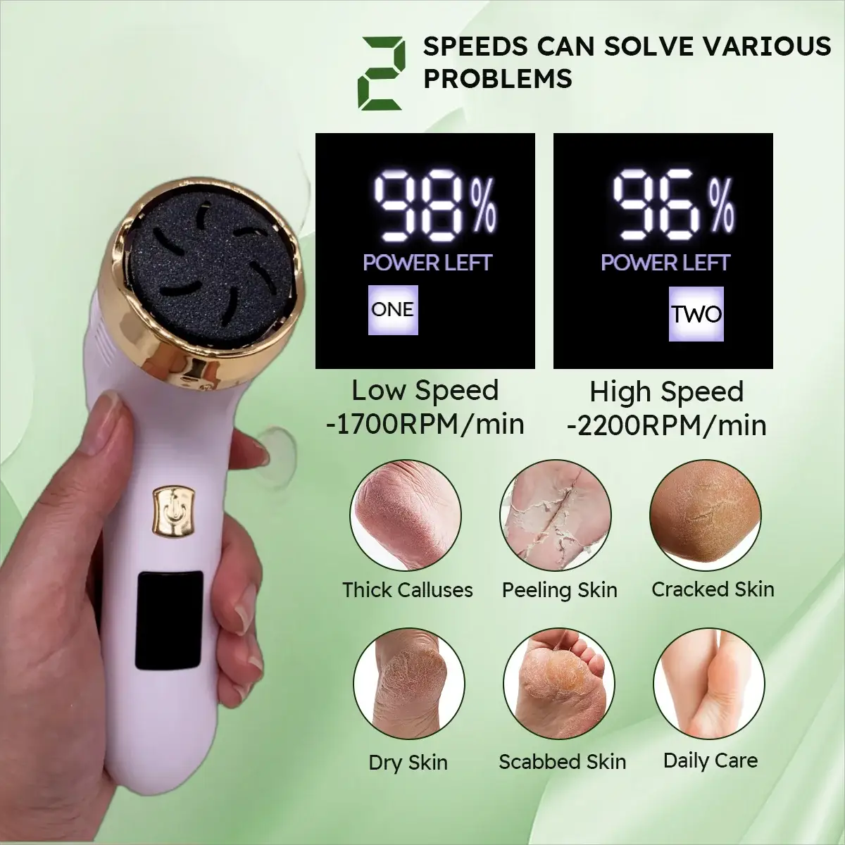 Rechargeable Foot Callus Remover Electric Pedicure Tool with Vacuum 6 Replaceable Heads USB Charging from PriceLows™