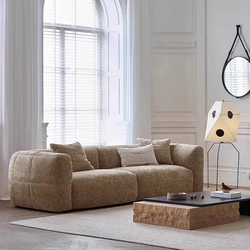 Mid-Century Sofa | White Fabric | Retro Cream Style | Small Living Room from PriceLows™