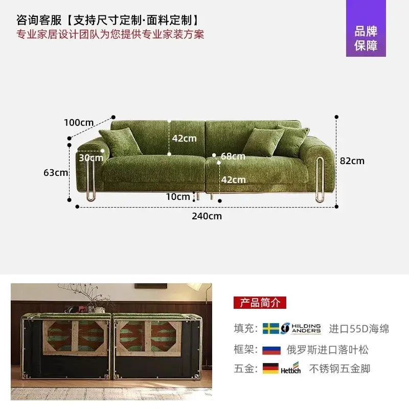 Fabric Sofa | Cream Chenille | Mid Century Style | Small Living Room from PriceLows™