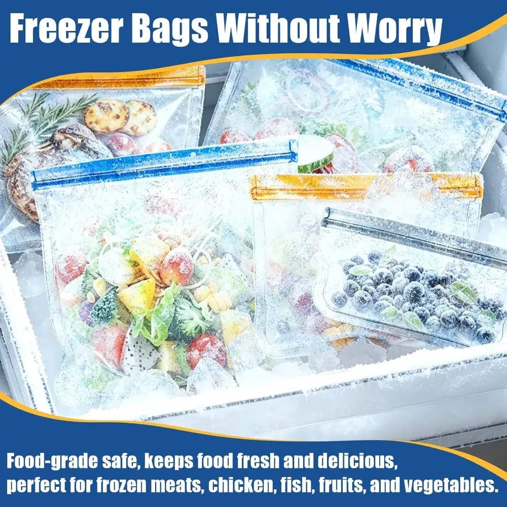 Reusable Silicone Freezer Bags | Leakproof | Dishwasher Safe | 12 Pack