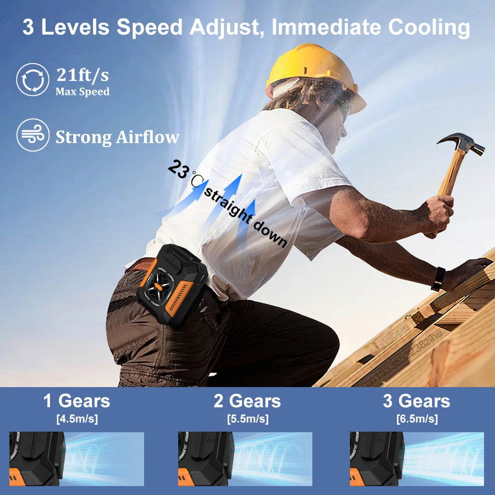 Neck Fan | 5000mAh Battery | 3 Speed | Wearable Clip Belt