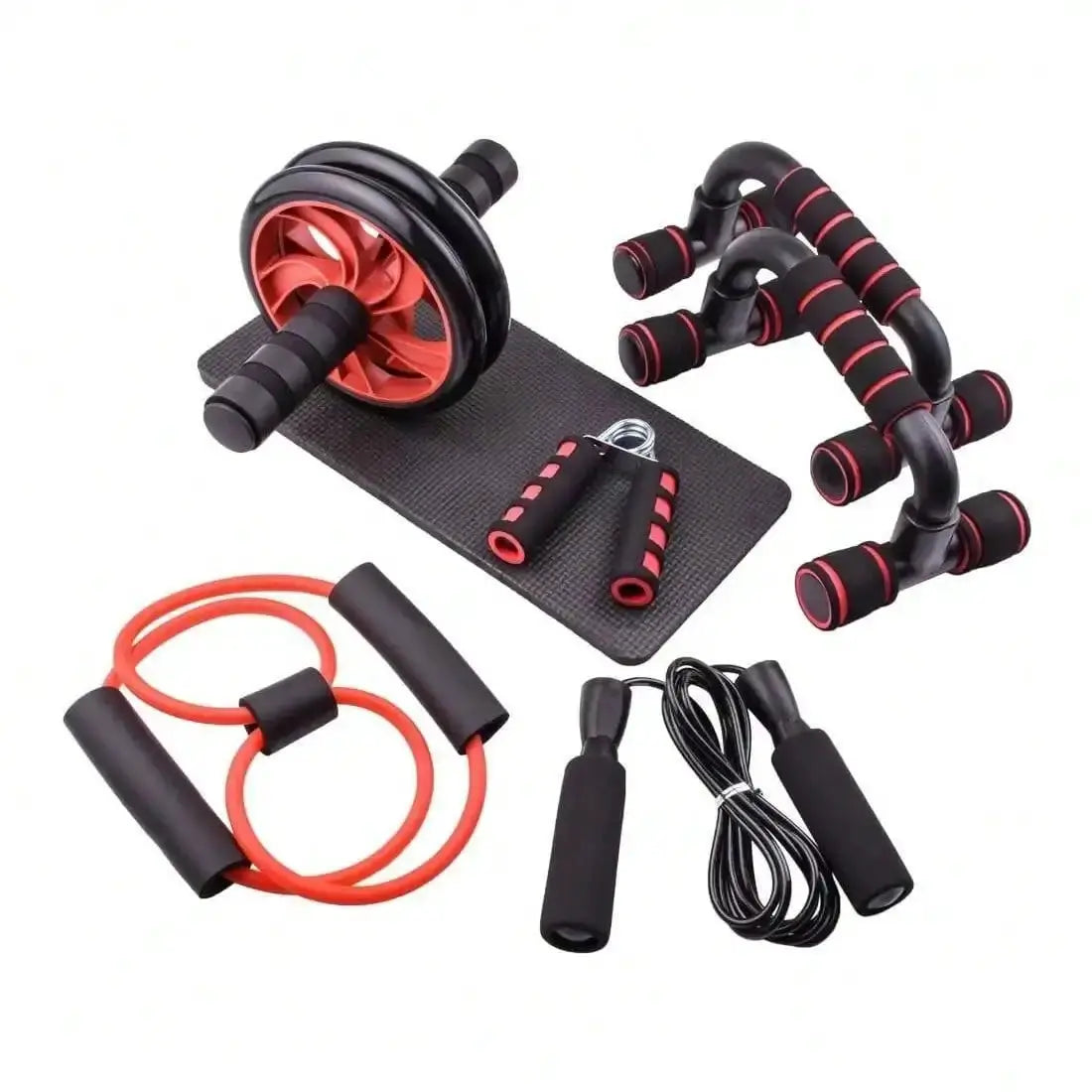 Home Workout Set | 7 Piece With Ab Roller | Push Up Bars
