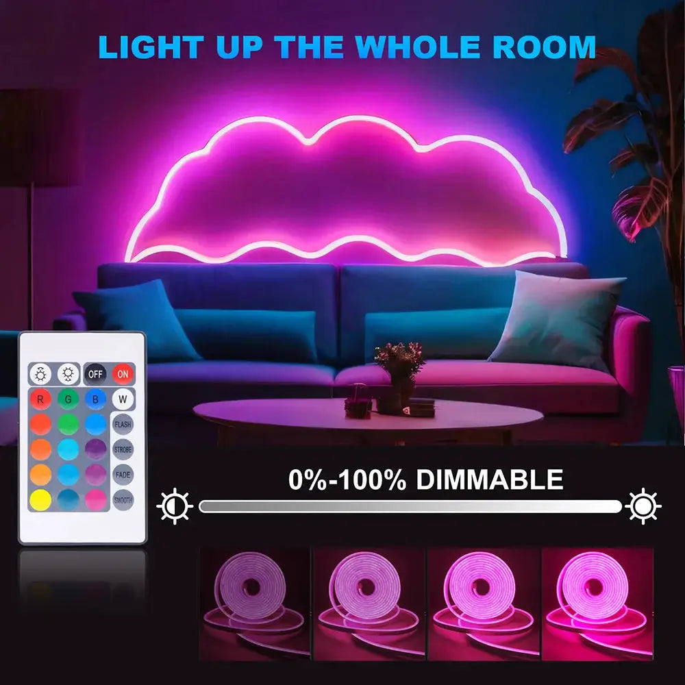 5V RGB Led Neon Strip Rope Light 24key Remote Control USB Kit with Adhesive Flexible Tape 1m 2m 5m 3535 108LED/m Home Decoration from PriceLows™