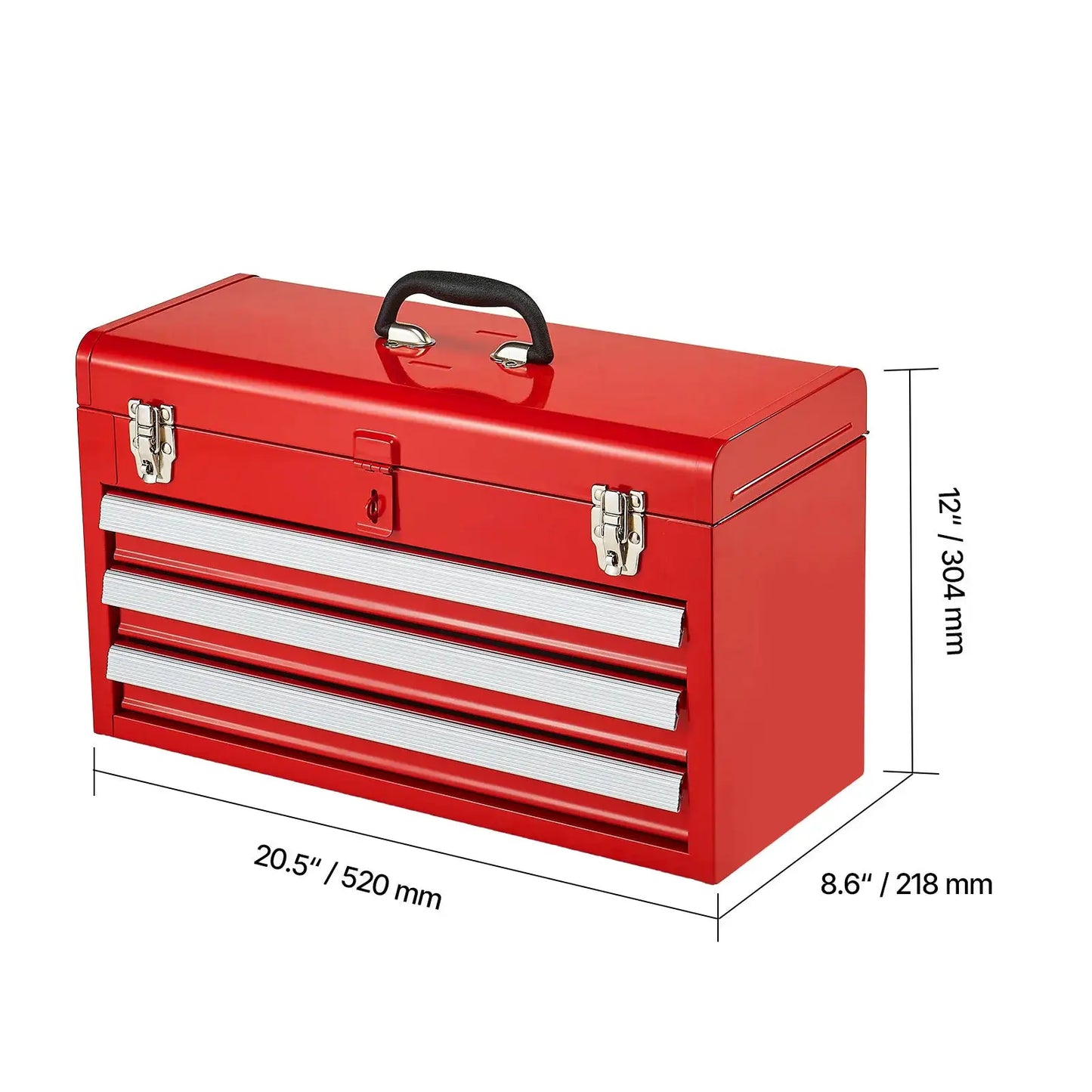 SucceBuy 20in 3-Drawer Metal Tool Box Black/Red Tool Chest with EVA Liners Multifunction Tool Organizer for Garage & Workshop from PriceLows™
