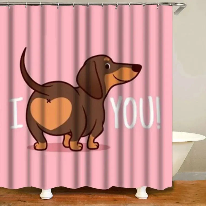 Funny Sausage Dog Dachshund Shower Curtains for Bathroom, Cartoon Dogs Bath Curtains with Cute Animals Waterproof Machine Wash from PriceLows™