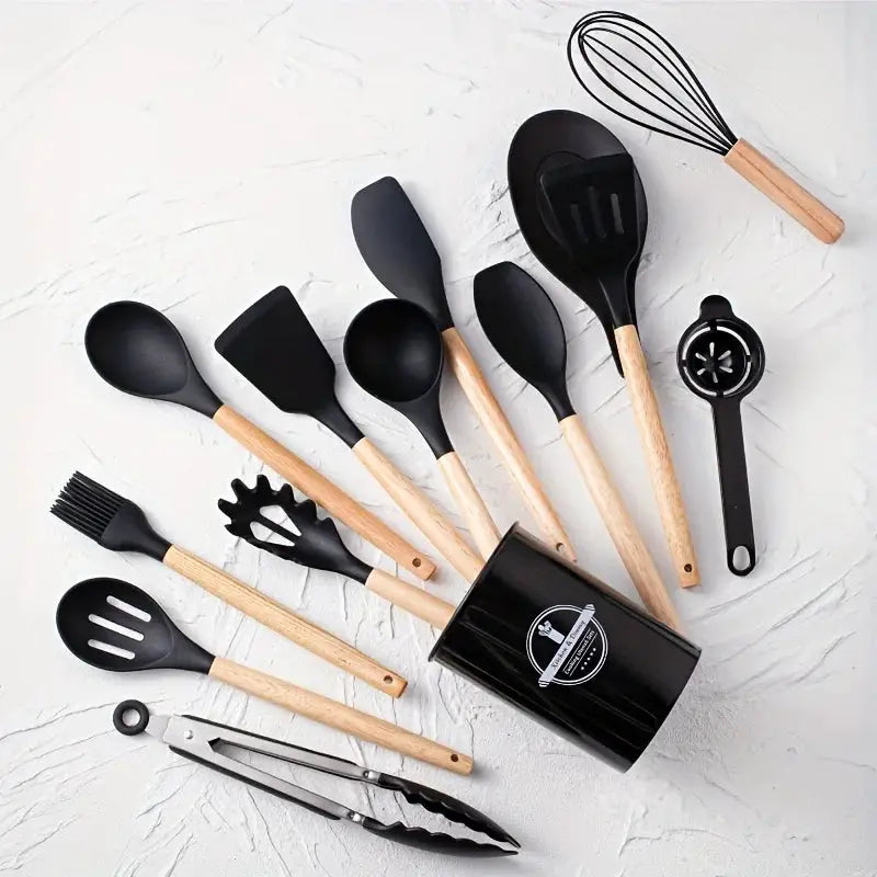 14pcs silicone utensil set with plastic holder from PriceLows™