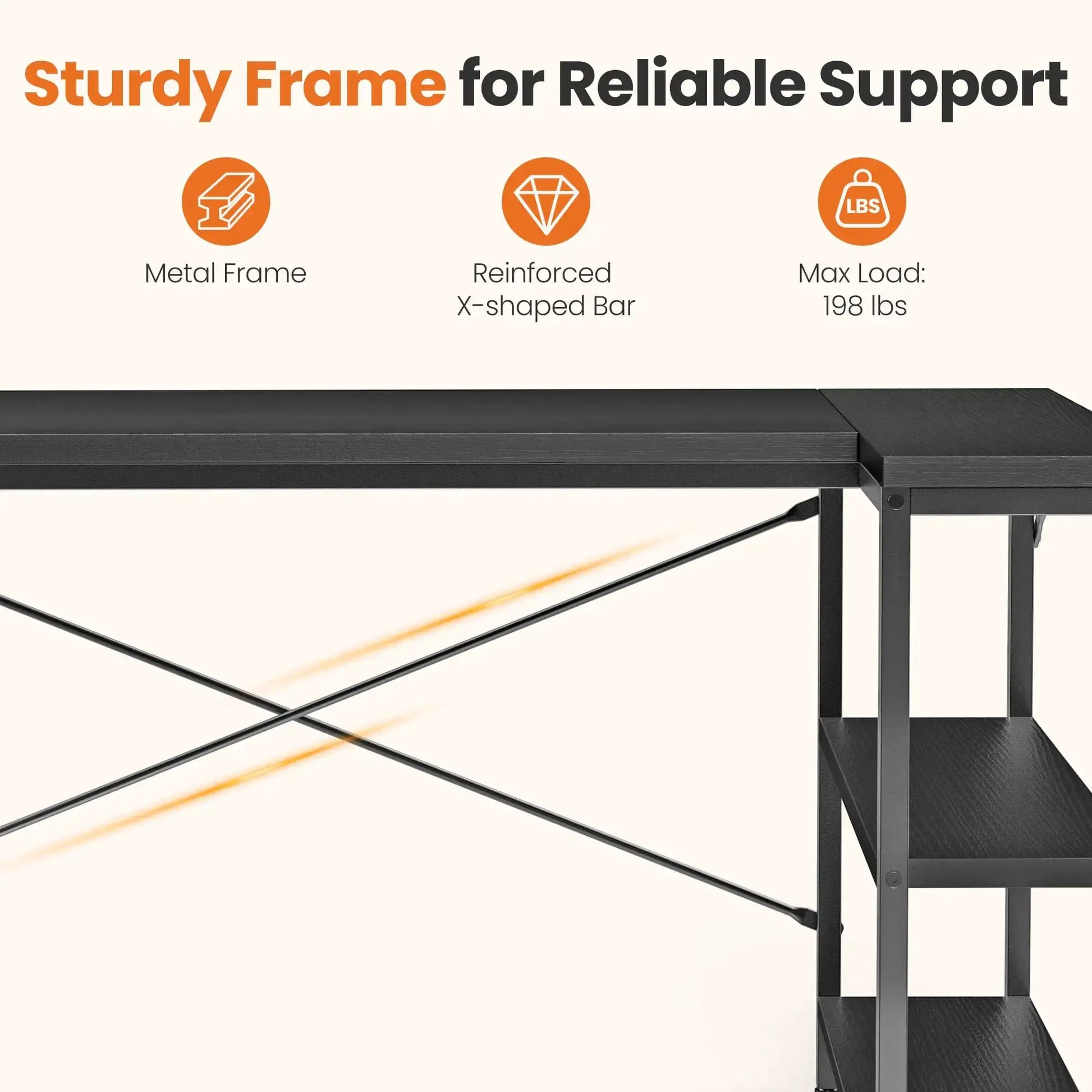 JHK L Shaped Desk 47 Inch Computer Desk Gaming Furniture Corner Desks Home Office PC Table with Reversible Storage Shelves from PriceLows™