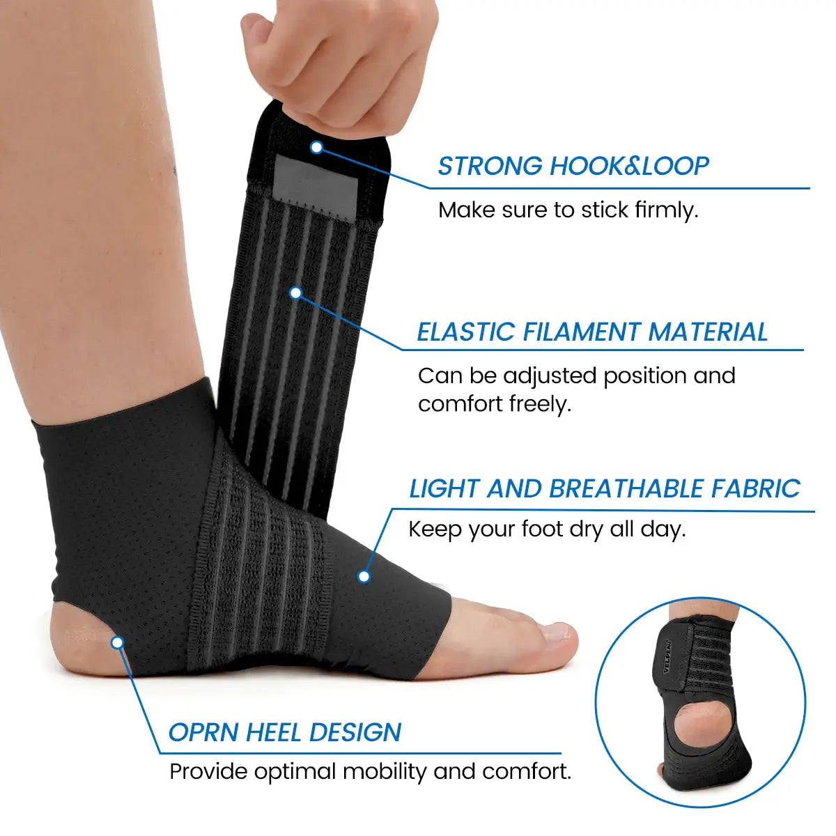 Velpeau Ankle Support Brace | Adjustable Strap | Nylon Compression Sleeve