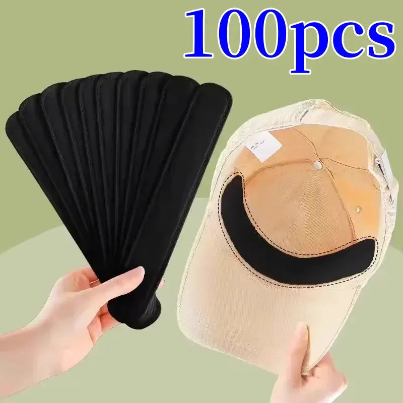 Hat Sweat Absorber Pads | Adhesive Backed | Polyester | 10 50 100 Pack