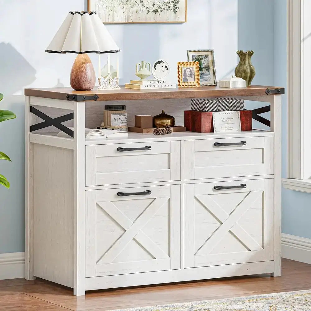Open Storage Shelving Cabinet for A4 Documents, Home Office Organizer, Printer Stand - White from PriceLows™