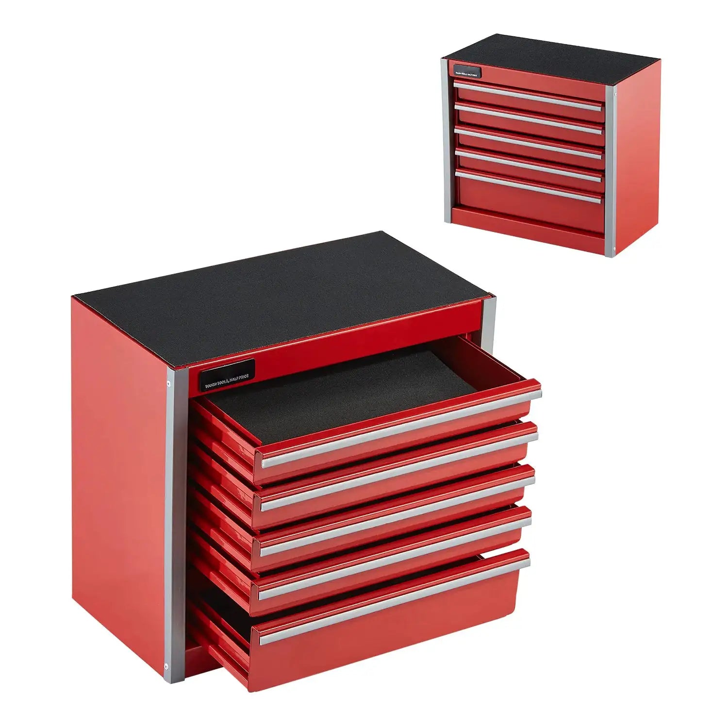 SucceBuy 5-Drawer 8.6in Metal Tool Box Red/Black Portable Small Tool Chest with PP Feet Pads for Garage Workshop Tools Storage from PriceLows™