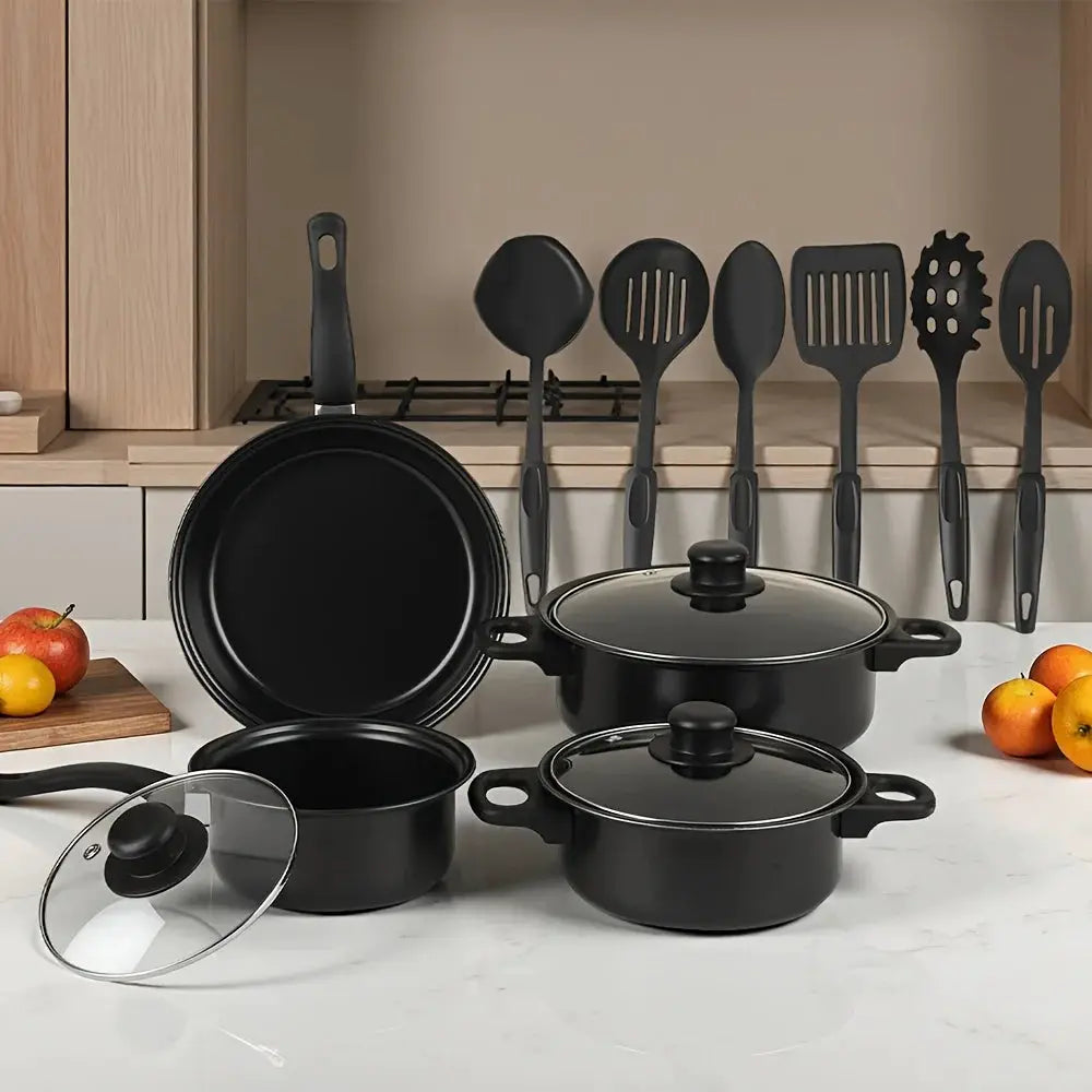 13-Piece Non-Stick Cookware Set - Durable Kitchen Utensil Set with Pots, Pans & Maifan Stone Frying Pan from PriceLows™