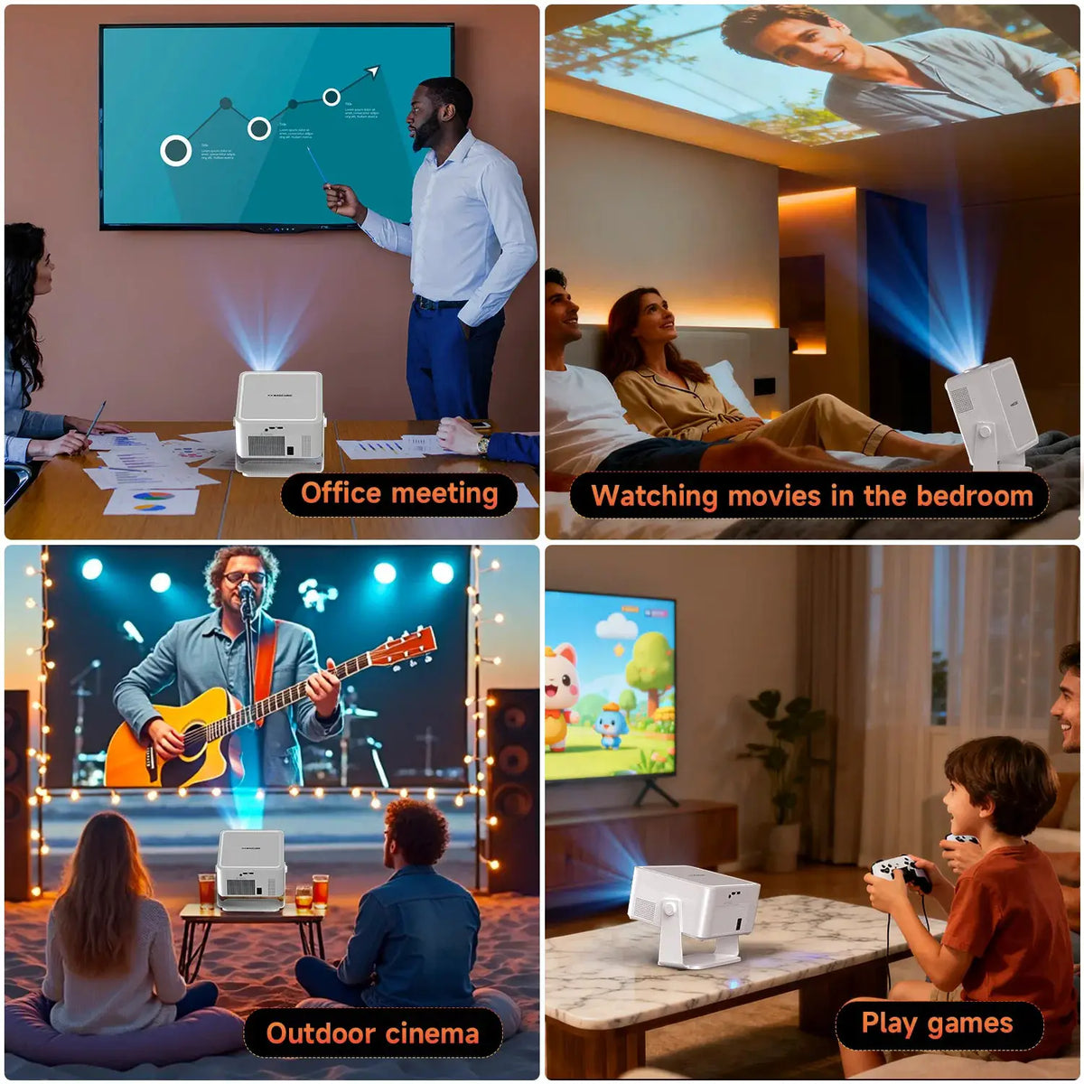 Portable Projector | Android 14 | 1080P Native | Auto Focus
