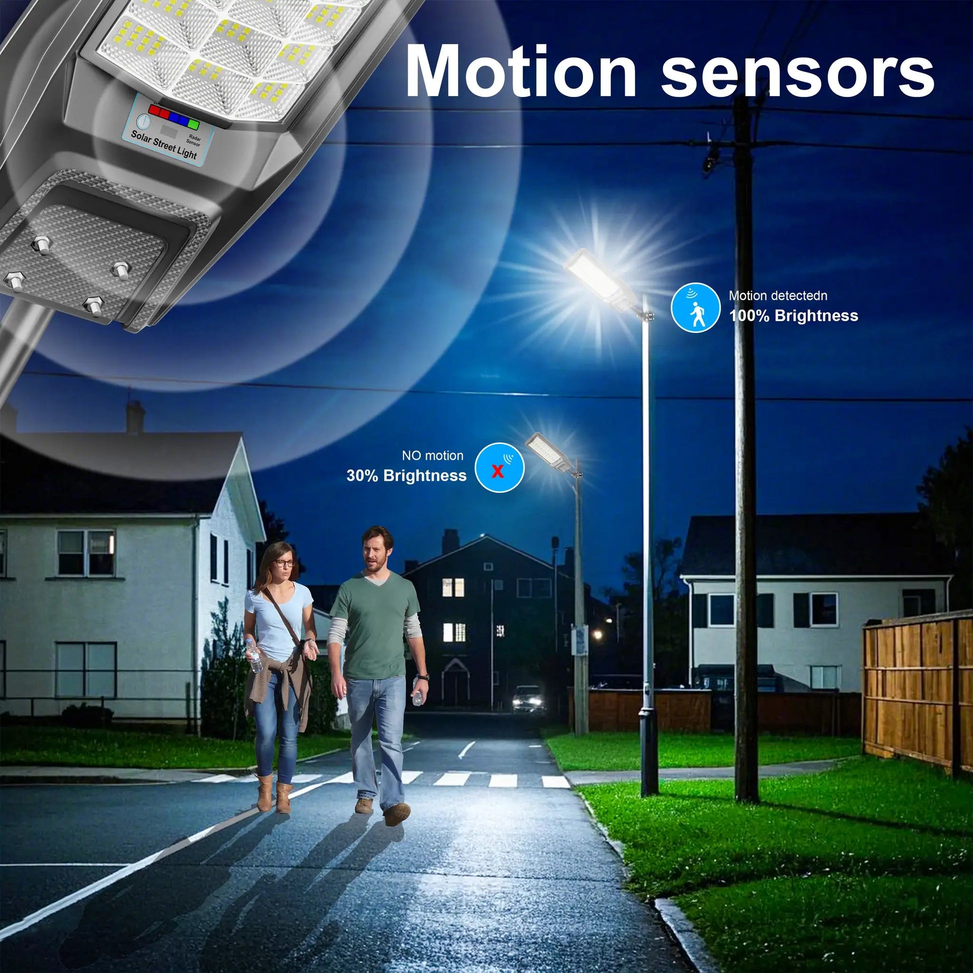 Outdoor waterproof solar light with motion sensor, timer, constant bright mode, dusk-to-dawn, for yard, parking lot, IP65 from PriceLows™