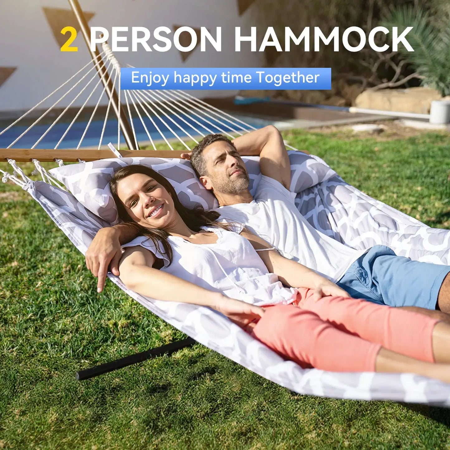 Heavy-Duty Outdoor Hammock with Steel Stand.Detachable for Versatile Use - Ideal for Courtyard, Garden Lawn, Patio Balcony, Lake from PriceLows™