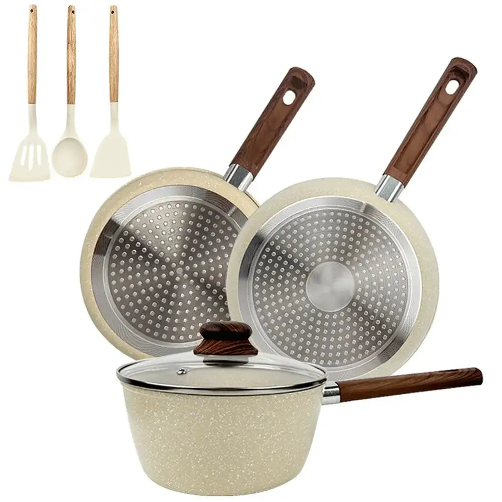 Nonstick Cookware Set | 7-Piece | Aluminum | 9.8in Fry Pan, 8.3in Sauce Pan