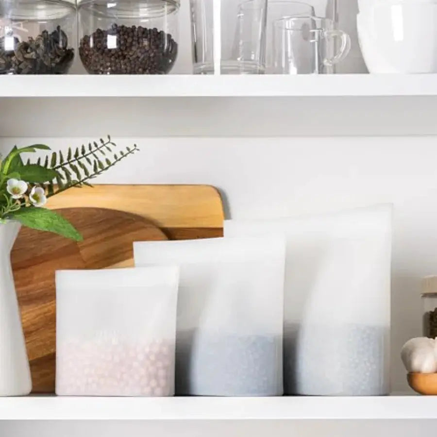 Silicone Food Storage Bags | 100 Percent Silicone | Stand Up Zip | Standard Size