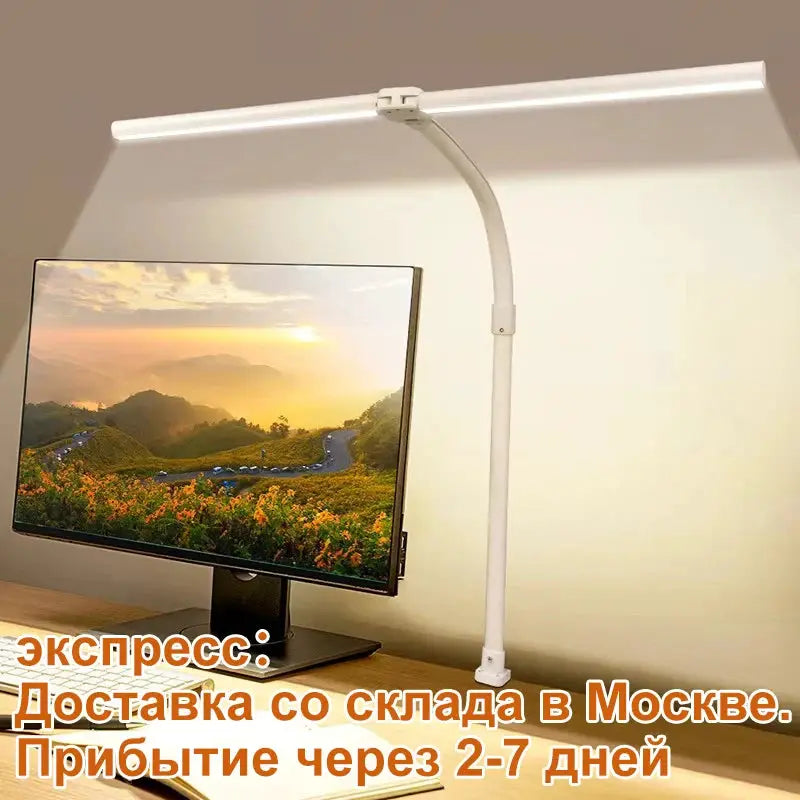 LAOPAO Double Head LED Desk Lamp EU/US Architect Desk Lamps Office 24W Brightest 5Color Modes and 5 Dimmable Eye Protection lamp from PriceLows™