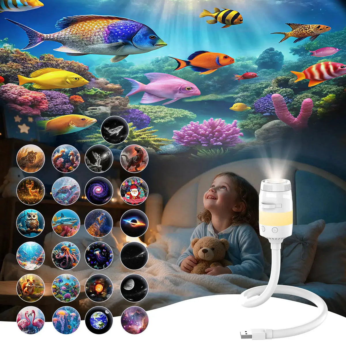 Galaxy Star Projector | USB Powered | Jellyfish LED Night Light