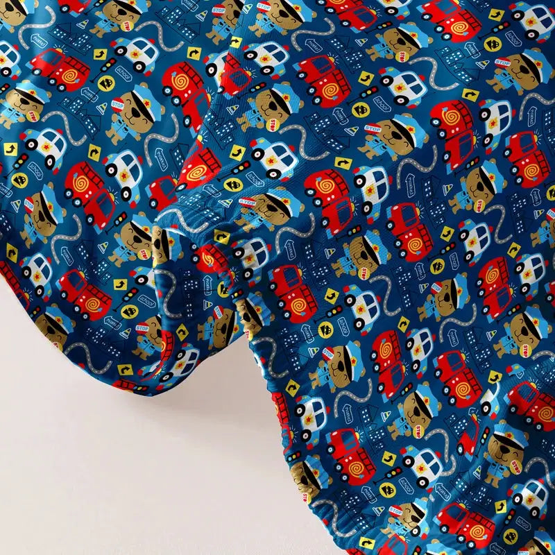 1Pc First Aid Car Pattern Brushed Fitted Sheet,Bedroom Cartoon Anime Printed Bedspread,Bedding(Not Include Pillowcase) from PriceLows™