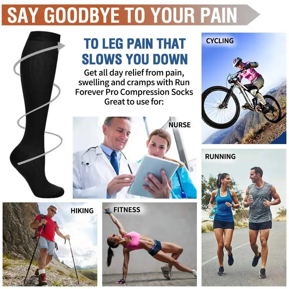 Compression Socks | 20-30 MmHg | Crew Length | 5 Pairs Nylon