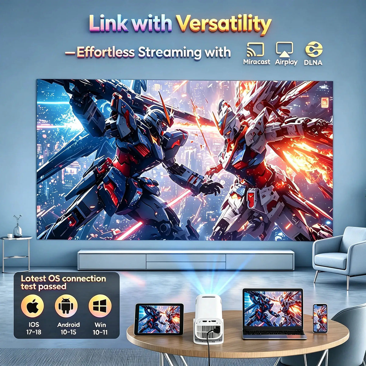 Portable Projector | Native 720P | 300 ANSI Lumens | Android 11