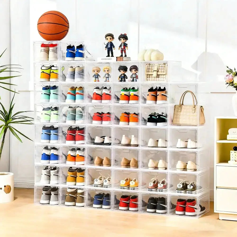 12 Pack Extra Large Clear Shoe Boxes With Lids Stackable Shoe Rack Design, Dustproof Moisture Resistant, Sneaker Shoe Box Organ from PriceLows™