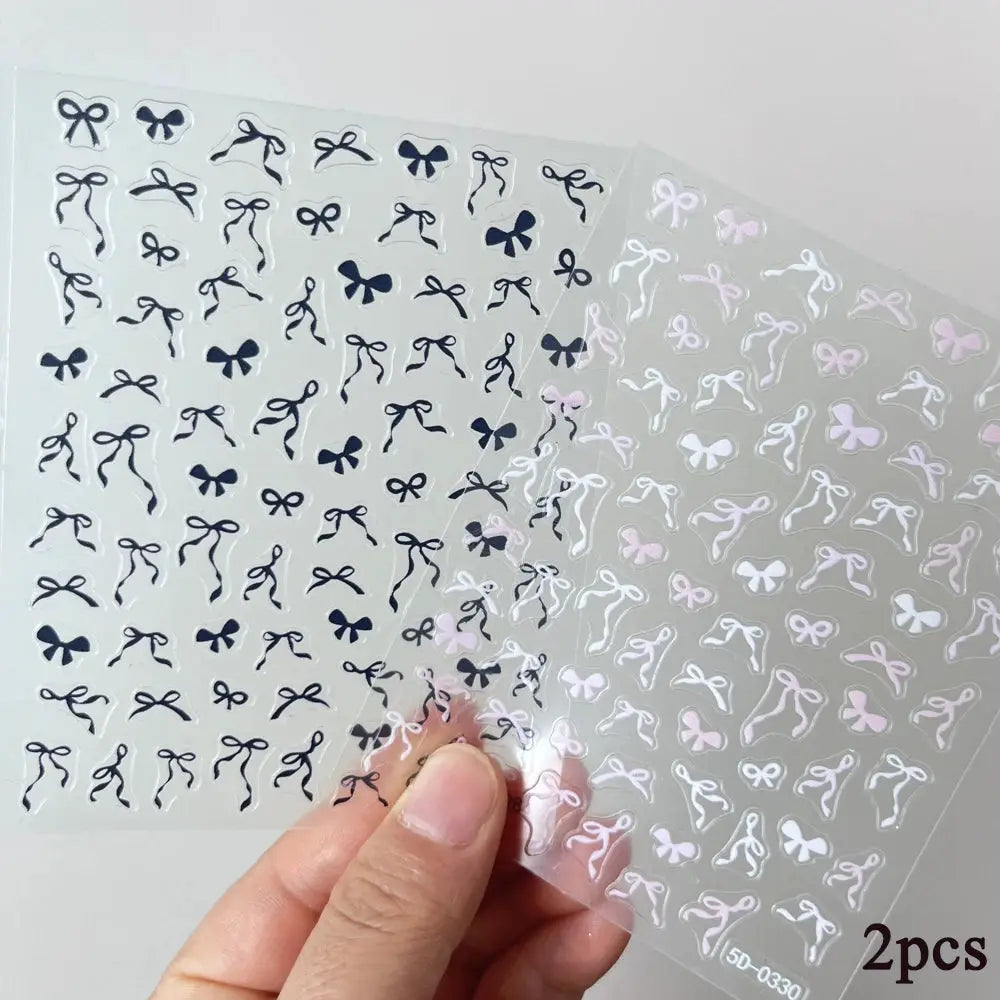 2Sheets French Gradient Line Nail Art Stickers 3D Self-Adhesive White+Black Slider Design Stencil Manicure Guides DIY Nail Decor from PriceLows™